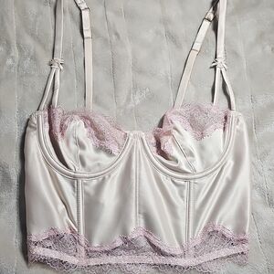 Elegant Pink Lace Satin Bralette